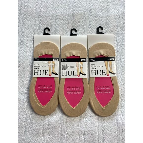 HUE S/M V-CUT Perfect Edge Liners - 3 Pair Shoe Size 4-7 - Picture 6 of 7
